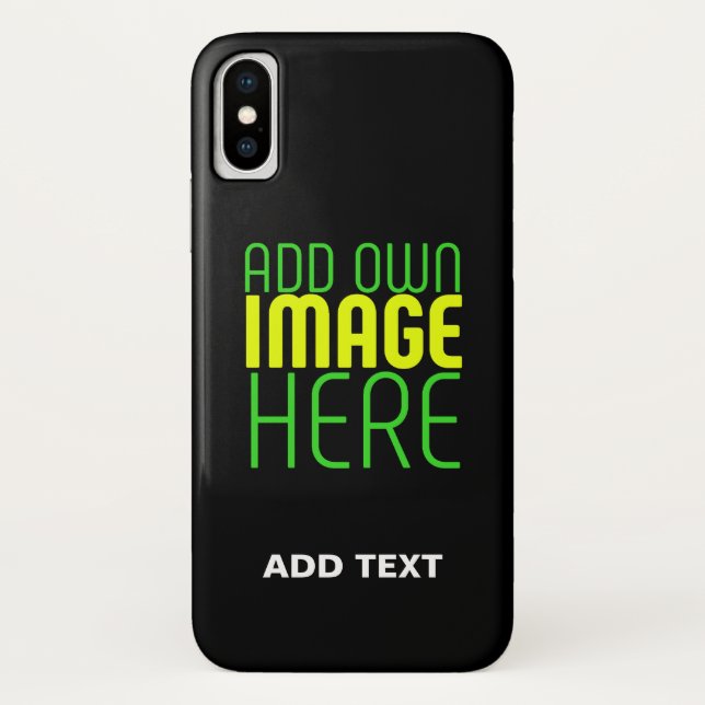 CAPA PARA iPhone, Case-Mate  MODELO DE TEXTO DE IMAGEM NEGRA SIMPLES EDITÁVEL M (Verso)