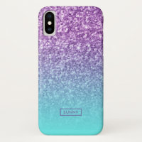 Modern Purple Faux Glitter Turquoise Ombre n.o 3