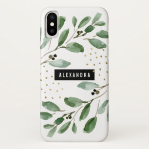 Capa Para iPhone Da Case-Mate Modern Watercolor Greenery e Dourado