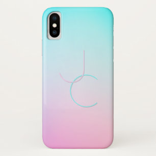 Capa Para iPhone Da Case-Mate Modernas 2 Iniciais Sobrepostas Turquesa Rosa