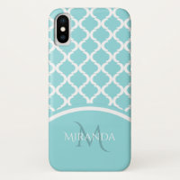 Moderno Grande Quatrefoil Aqua Monongrama e Nome