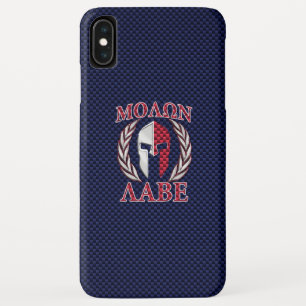 Capa Para iPhone XS Max Molon Labe Spartan Warrior Carbon Fiber Chrome
