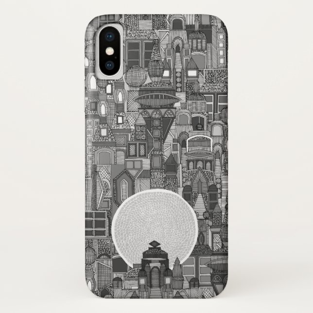 Capa Para iPhone, Case-Mate mono bw da cidade espacial (Verso)