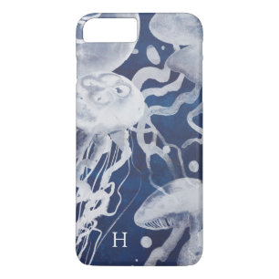 Capa iPhone 8 Plus/7 Plus Monograma Água-viva em Marinho