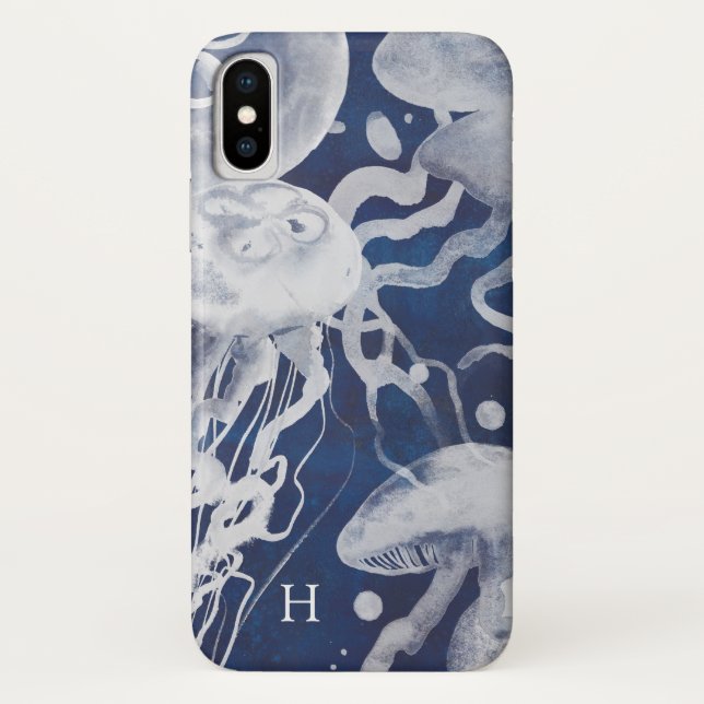 Capa Para iPhone, Case-Mate Monograma | Água-vivas no fundo do Marinho (Verso)