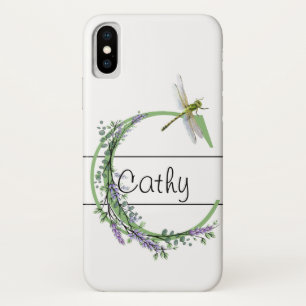 Capa Para iPhone Da Case-Mate Monograma alfabético C Lavanda Eucalyptus Dragonfl