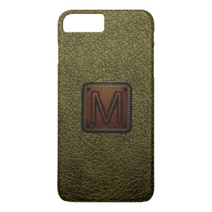 Capa Para iPhone Da Case-Mate Monograma antigo de aparência de couro de bronze
