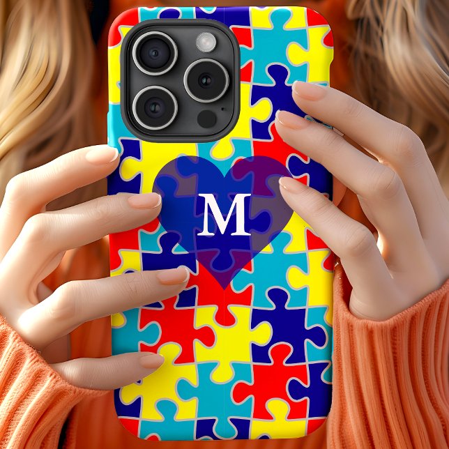 Capa Para iPhone, Case-Mate Monograma Autismo Consciência Asperger Padrão Queb (Criador carregado)