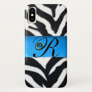CAPA PARA iPhone DA Case-Mate MONOGRAMA AZUL DA GEMA DO AQUA BRANCO PRETO DA