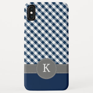 Capa Para iPhone Da Case-Mate Monograma azul escuro do costume do teste padrão