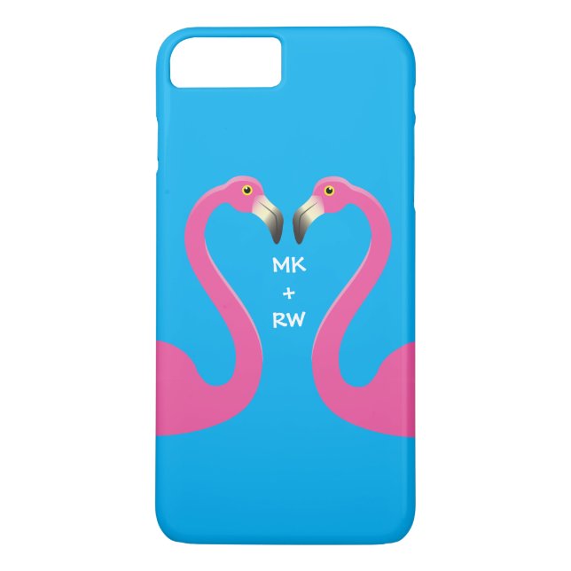 Capa Para iPhone, Case-Mate Monograma Beijando Flamingos iPhone 7 Plus Azul (Verso)