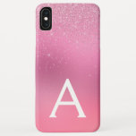 Capa Para iPhone Da Case-Mate Monograma brilhante brilhante cintilante cor-de-ro<br><div class="desc">Ombre-Rosa Sparkle e Faux-Glitter Girly Modern Monogramo Primeiro Nome e Capa de telefone Inteligente Inicial. Entre em contato com o designer para obter itens correspondentes</div>