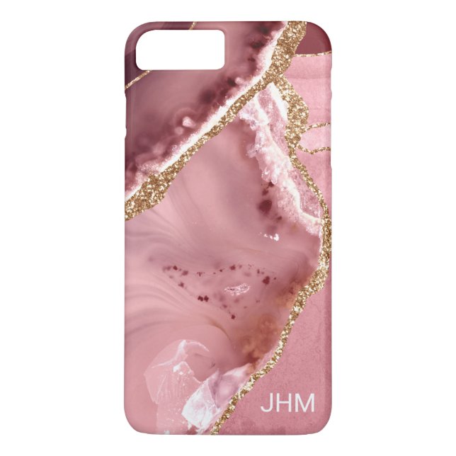 Capa Para iPhone, Case-Mate Monograma Brilho de Ouro Ágata Rosa (Verso)