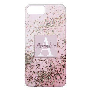 Capa iPhone 8 Plus/7 Plus Monograma Champagne Pink Confetti      