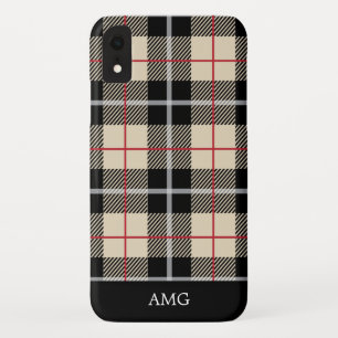 Capa Para iPhone Da Case-Mate Monograma chique da xadrez de Tartan do camelo de