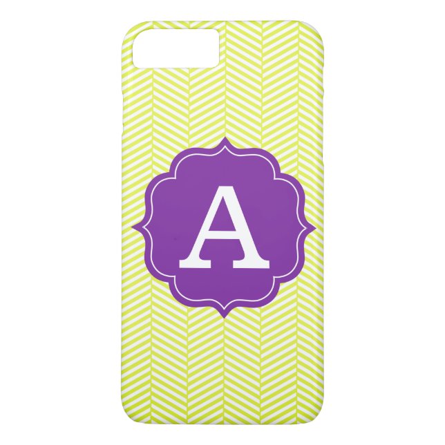 Capa Para iPhone, Case-Mate Monograma Citron Chevron com púrpura (Verso)