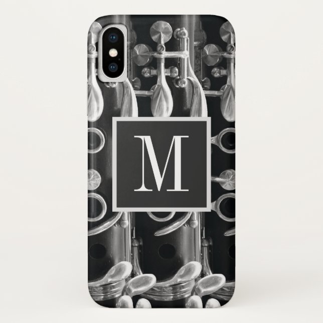 Capa Para iPhone, Case-Mate Monograma Clarinet Preto e Branco (Verso)