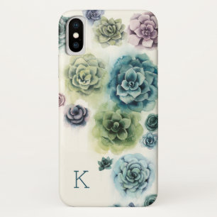 Capa Para iPhone X Monograma  Cluster de Succulents