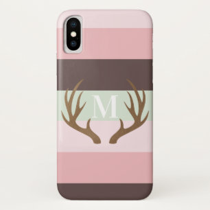Capa Para iPhone Da Case-Mate Monograma com riscas cor-de-rosa e castanhas