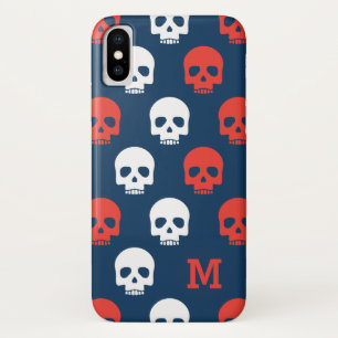 Capa Para iPhone Da Case-Mate Monograma. Crânios Vermelho e Branco modernos.