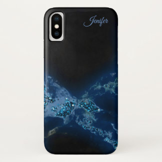 Capa Para iPhone Da Case-Mate Monograma da brilhante azul Elegante