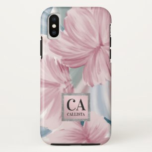 Capa Para iPhone Da Case-Mate Monograma da fléter fluorescente de prata azul Ele