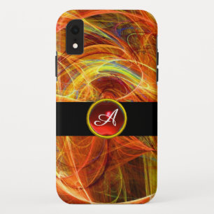 CAPA PARA iPhone XR MONOGRAMA DA PEDRA DE PEDRA VERMELHA FOTÃO LOUCA