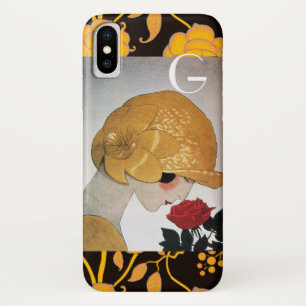 CAPA PARA iPhone X  MONOGRAMA DA ROSA VERMELHA DA SENHORA COM
