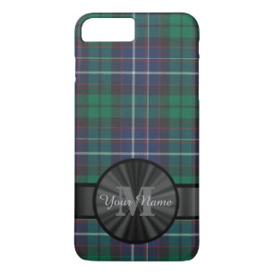 Capa Para iPhone Da Case-Mate Monograma da xadrez de tartã azul e verde