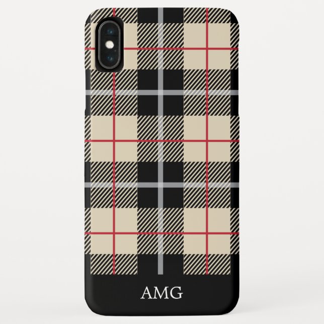 Capa Para iPhone, Case-Mate Monograma da xadrez de Tartan do camelo de (Verso)
