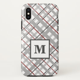 Capa Para iPhone Da Case-Mate Monograma da Xadrez Tendente de Cinza Vermelha Sil