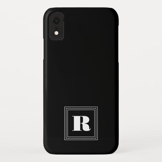 Capa Para iPhone, Case-Mate Monograma de 3 Quadros | Preto e branco (Verso)
