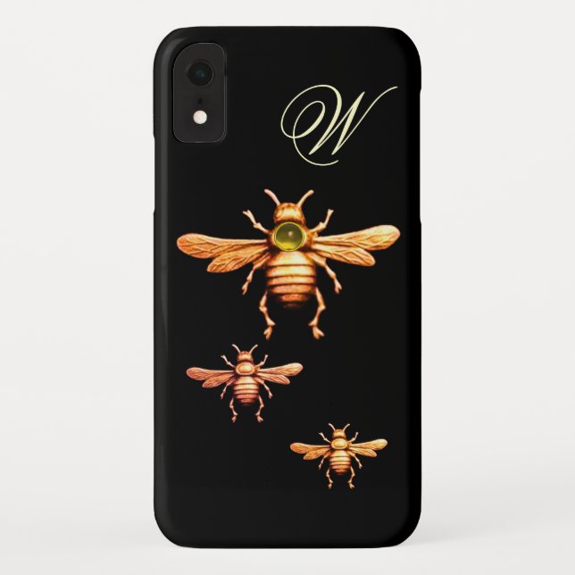 Capa Para iPhone, Case-Mate MONOGRAMA DE ABELHAS DE MEL Dourado (Verso)