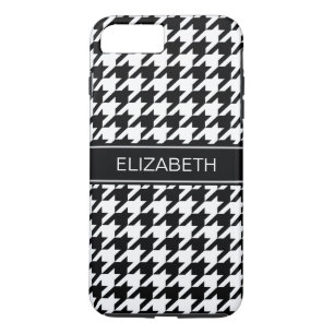 Capa iPhone 8 Plus/7 Plus Monograma de Black Black White Houndstooth Nº 2