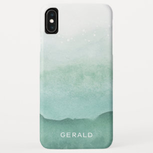 Capa Para iPhone Da Case-Mate Monograma de bolhas de aquarelas de onda verde