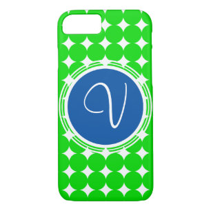 Capa Para iPhone Da Case-Mate Monograma de Bolinhas Azul e Verde