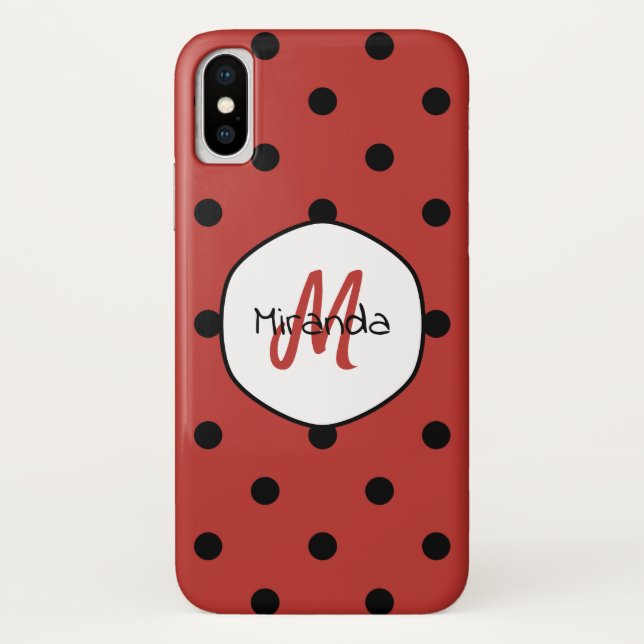 Capa Para iPhone, Case-Mate Monograma de Bolinhas Vermelhas (Verso)