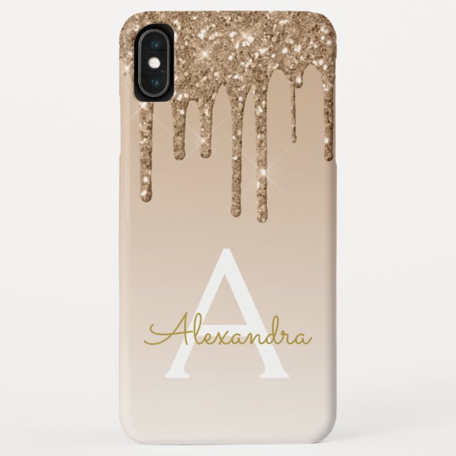 Capa Para iPhone, Case-Mate Monograma de Brilhante de Luxo Dourado (Verso)