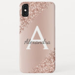 Capa Para iPhone Da Case-Mate Monograma de brilho brilho de luxo com rosa Dourad<br><div class="desc">Rosa Dourado - Blush Pink Bling Ombre Sparkle e Faux Glitter Girly Modern Luxury Elegante Monograma Primeiro Nome e Capa de telefone Inteligente Inicial. Entre em contato com o designer para obter itens correspondentes</div>
