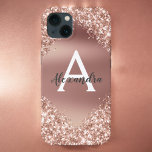 Capa Para iPhone Da Case-Mate Monograma de brilho brilho de luxo com rosa Dourad<br><div class="desc">Cor-de-rosa-claro - Espelho de Mão Dourada de Bling Rosa e Folha Metálica Cintilante Girly Modern Monograma Primeiro Nome e Capa de telefone Inteligente Inicial. Entre em contato com o designer para obter itens correspondentes</div>