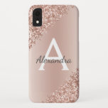 Capa Para iPhone Da Case-Mate Monograma de brilho brilho de luxo com rosa Dourad<br><div class="desc">Rosa Dourado - Blush Pink Bling Ombre Sparkle e Faux Glitter Girly Modern Luxury Elegante Monograma Primeiro Nome e Capa de telefone Inteligente Inicial. Entre em contato com o designer para obter itens correspondentes</div>