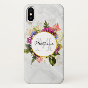 Capa Para iPhone Da Case-Mate Monograma de Buquê Floral de Cor de Água Rosa Mode