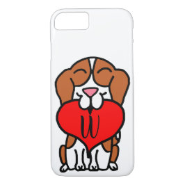 Capa iPhone 8/7 Monograma de Cartoon Cardíaco Beagle