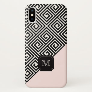 Capa Para iPhone Da Case-Mate Monograma de Chave Grego Preto-Cor-de-Rosa na moda