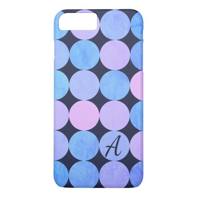 Capa Para iPhone, Case-Mate Monograma de Círculos Rosa e Púrpura Azul (Verso)