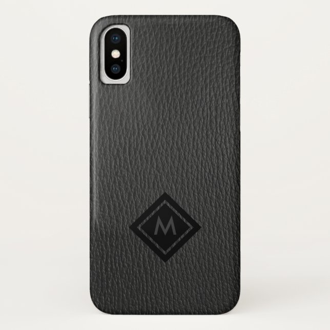 Capa Para iPhone, Case-Mate Monograma de Couro-Cinza Escuro (Verso)