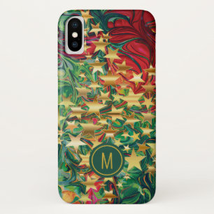 Capa Para iPhone Da Case-Mate Monograma de Estrelas Douradas Vermelhas Vermelhas