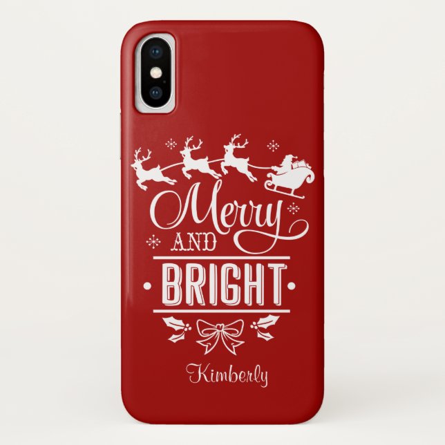 Capa Para iPhone, Case-Mate Monograma de FELIZ de Natal Elegante e Script BRIG (Verso)
