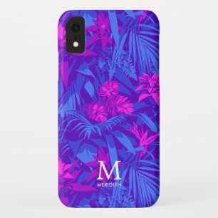 Capa Para iPhone Da Case-Mate Monograma de Folha Tropical Rosa e Roxo