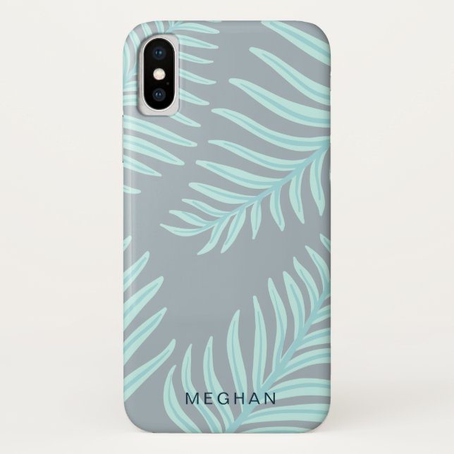 Capa Para iPhone, Case-Mate monograma de folhagem pastel tropical (Verso)